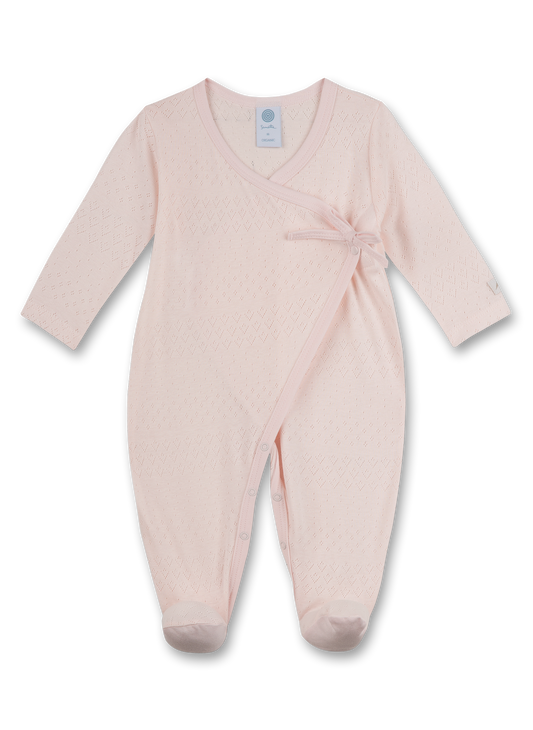 Pink perforated onesie in organic cotton