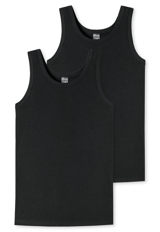 2 schwarze Tanktops aus Bio-Baumwolle