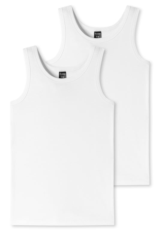 2 weiße Tanktops für Jungen aus Bio-Baumwolle