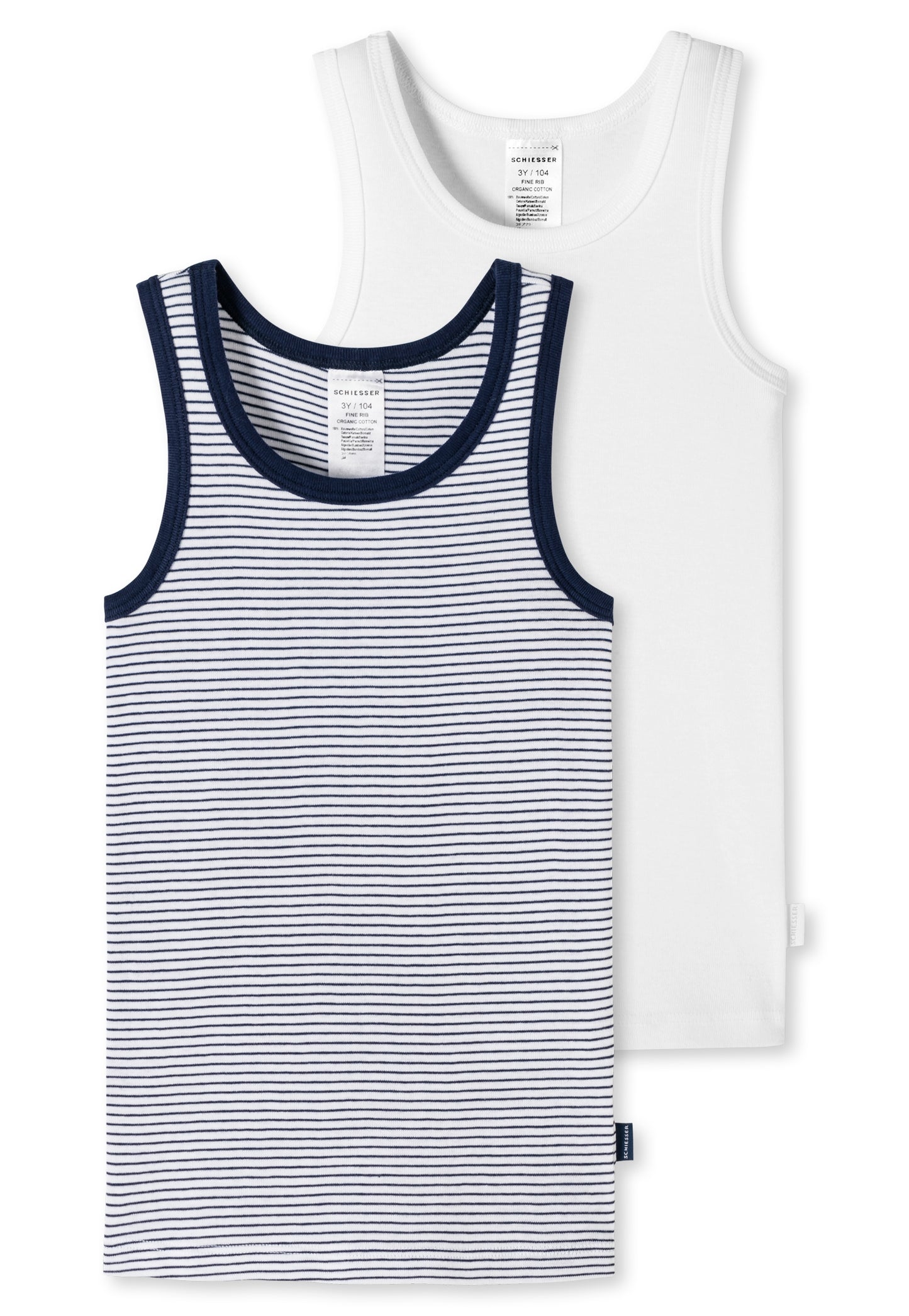 2 gestreifte/weiße Tanktops aus Bio-Baumwolle