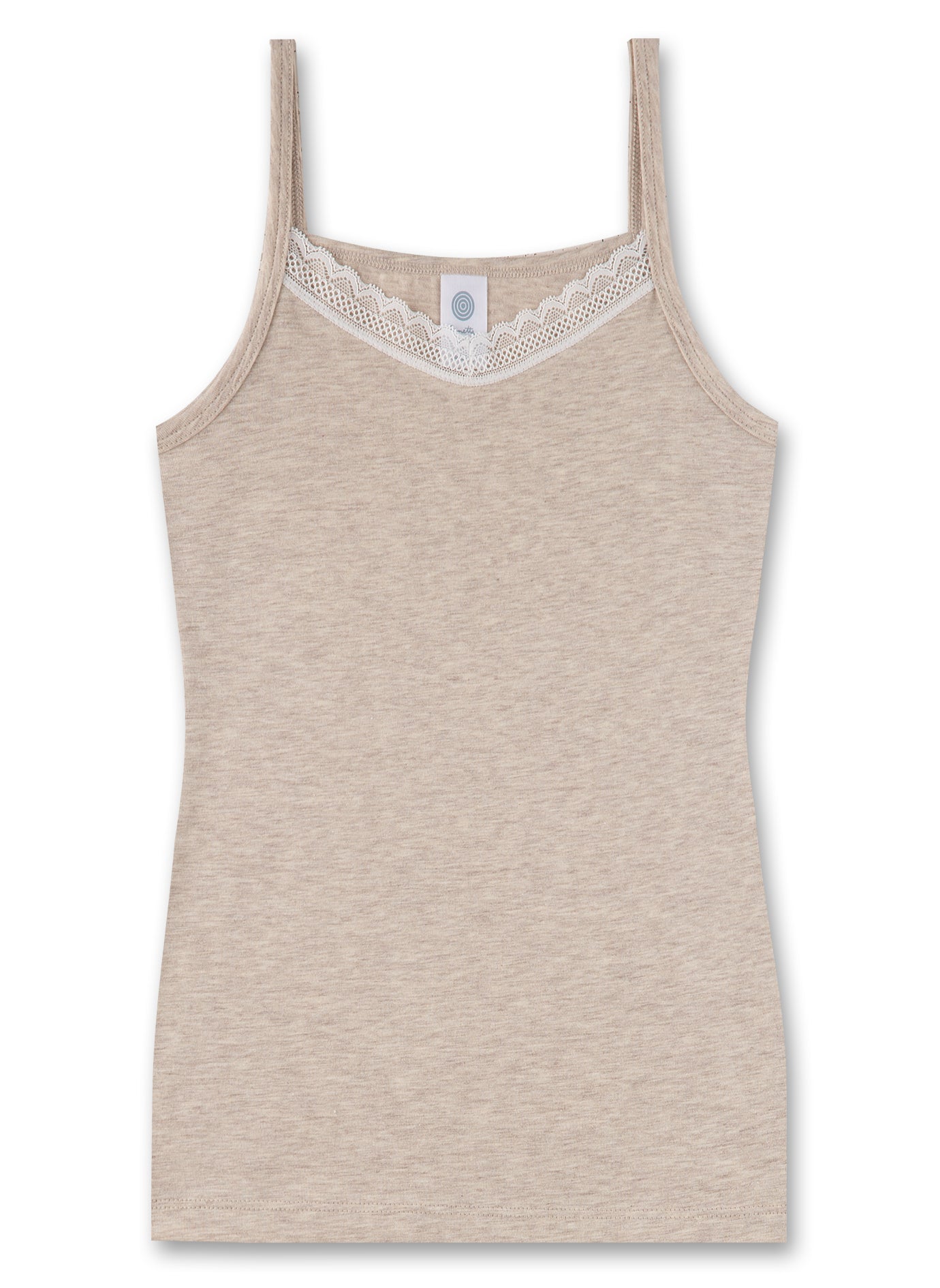 Melange girl's tank top with lace in organic cotton