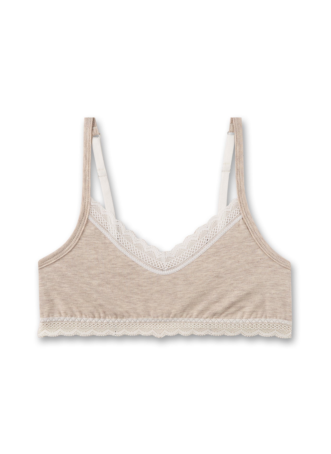 Melange/Lace Girl's Top in Organic Cotton