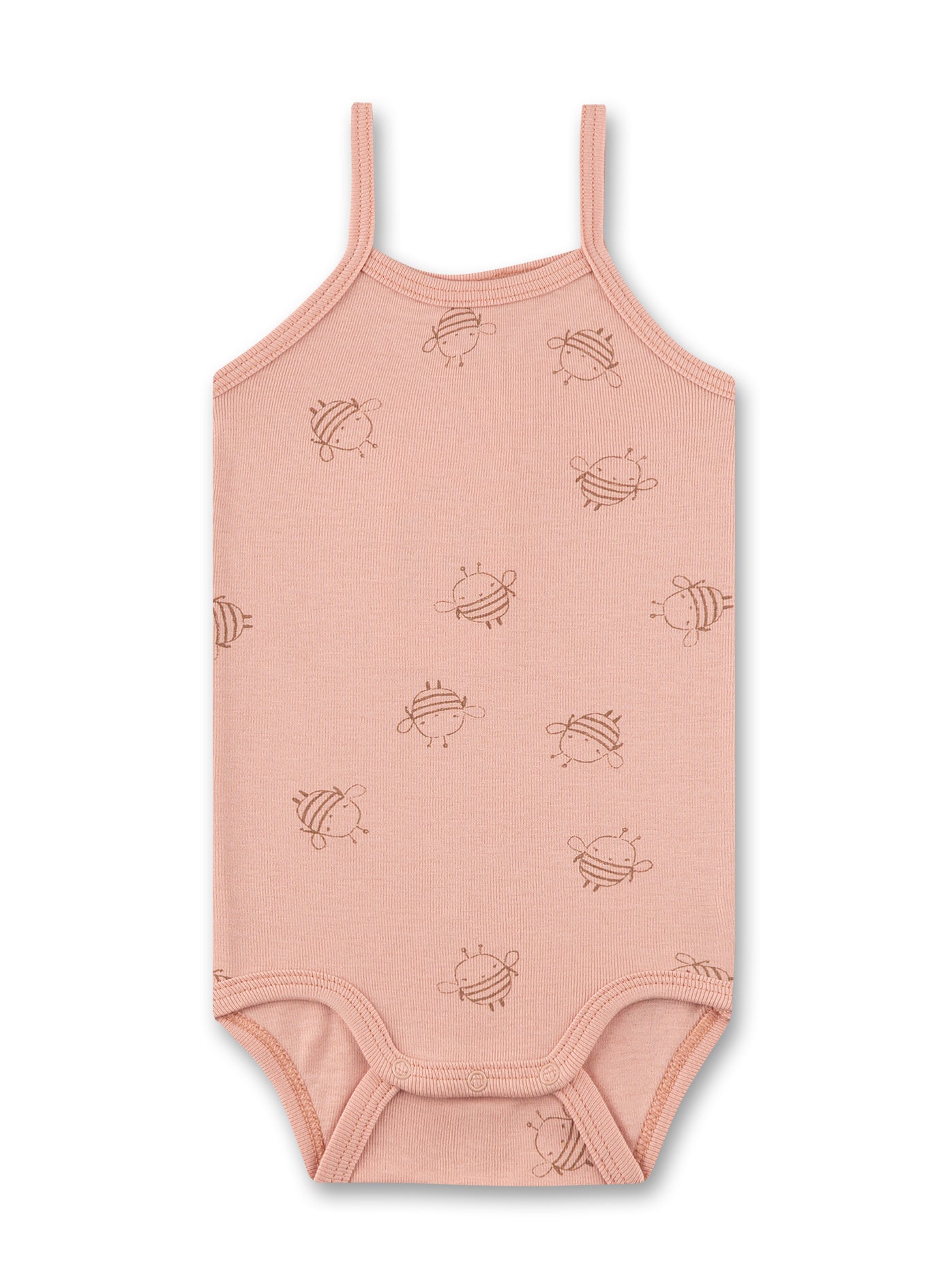 Pink Bees Thin Straps Bodysuit in Organic Cotton