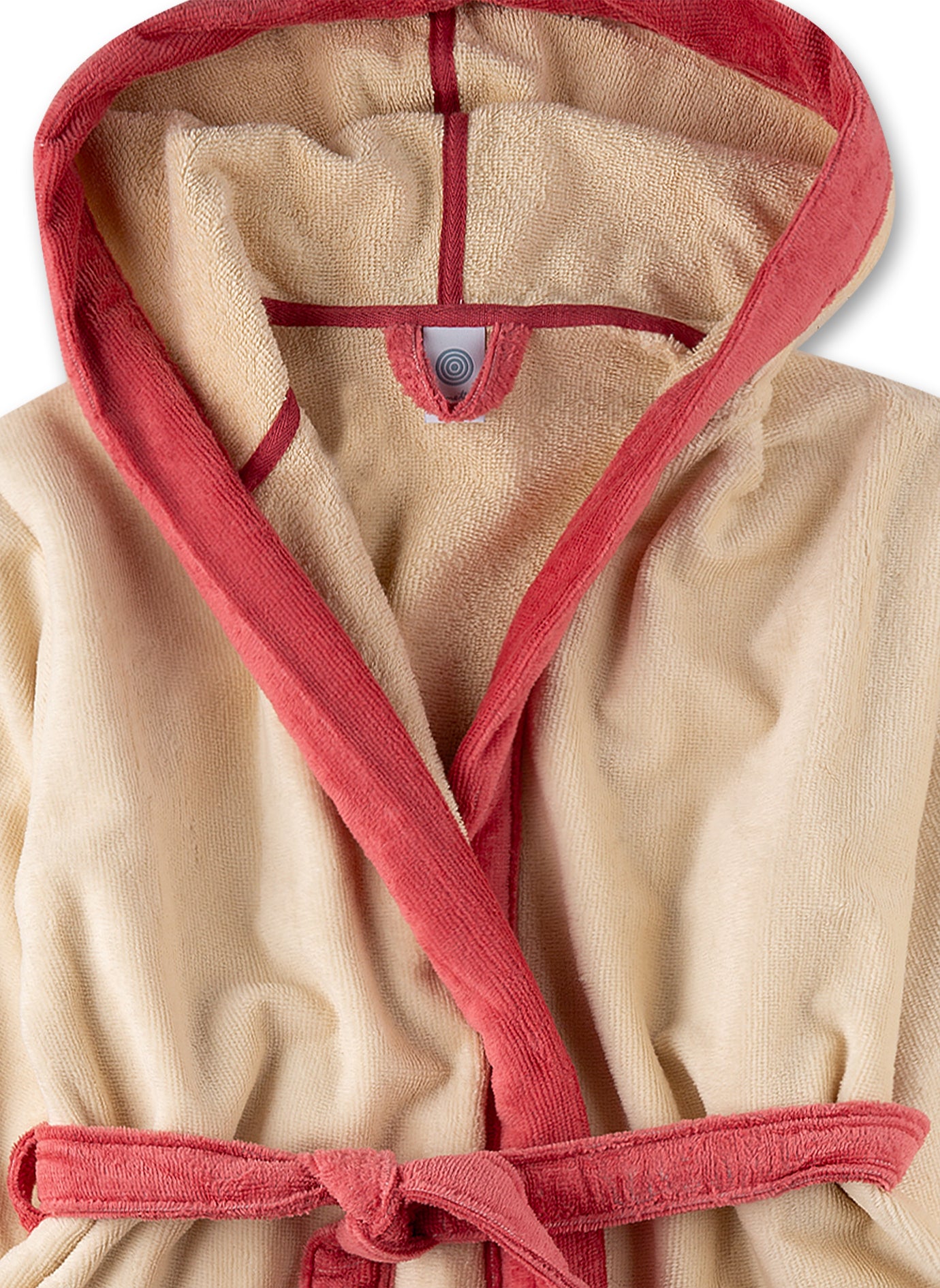 Beige/Orange Girl's Bathrobe in Organic Cotton Terry