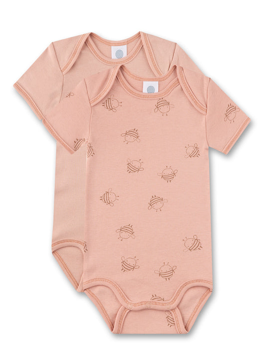 2 Pink Bee Bodysuits in Organic Cotton