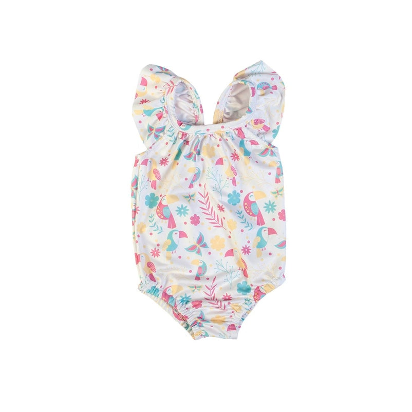 One-piece parrot swimsuit in polyester